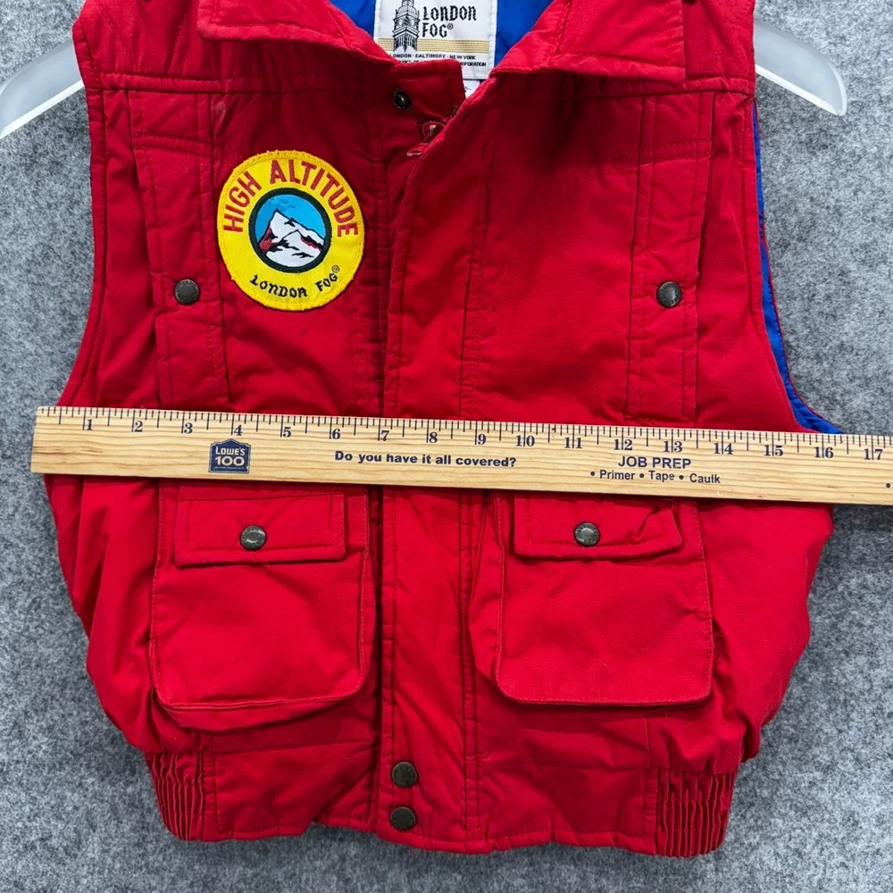 Vintage Kids London Fog Puffer Vest Size 7 Red High Altitude Patches‎ Retro 90s